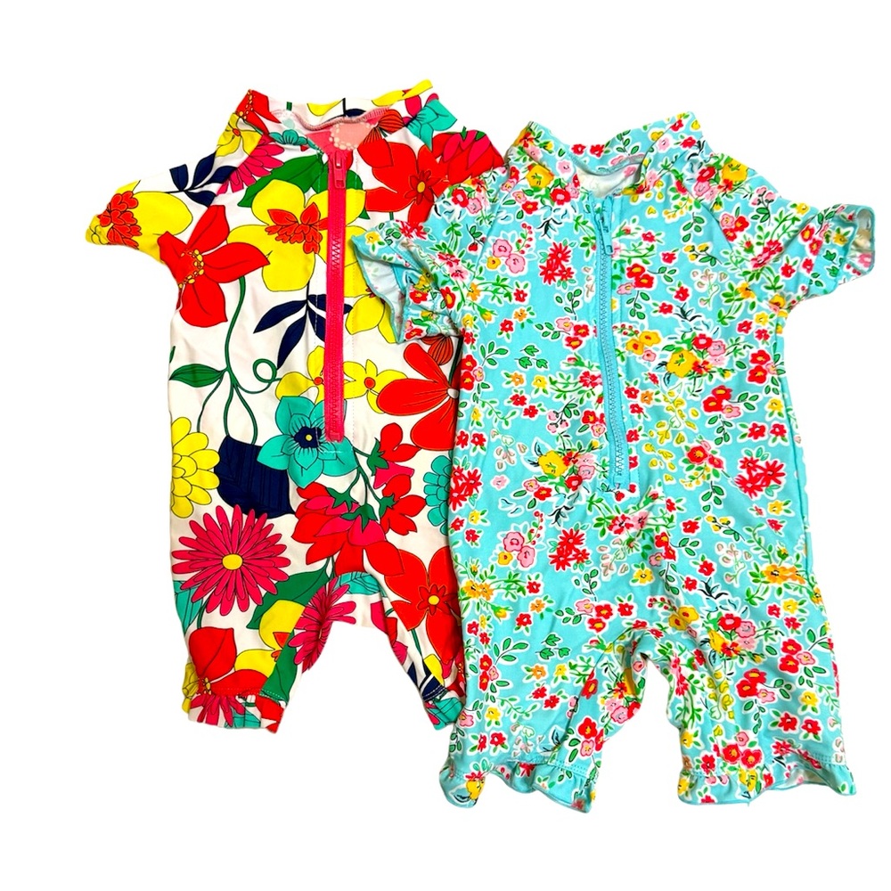 Charm Leaks Baby Girl One Piece Rash Guard Zip up Swim Suit 9-12 months